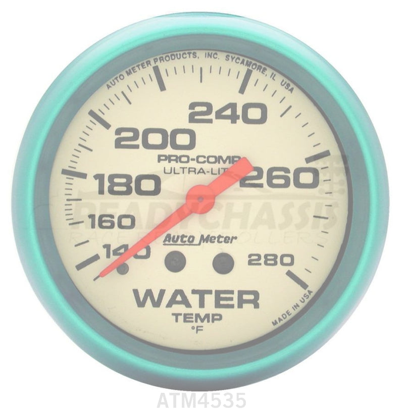 Autometer 2-5/8 Ultra-Nite Water Temp Gauge 140-280 