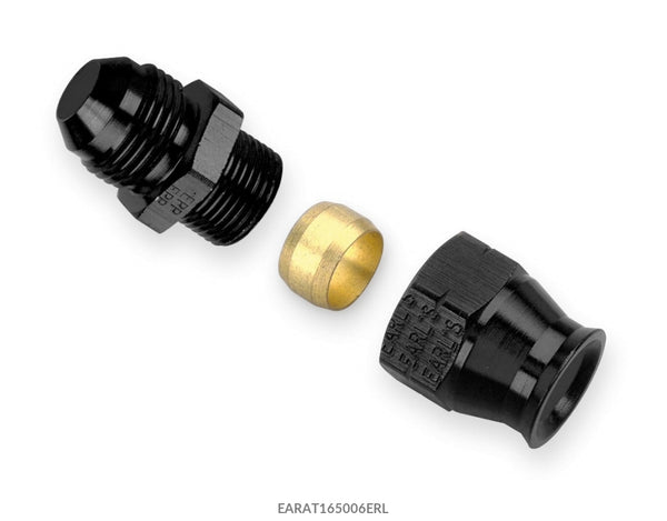 Earls #6 Male to 3/8in Alum Tubing Adapter Black