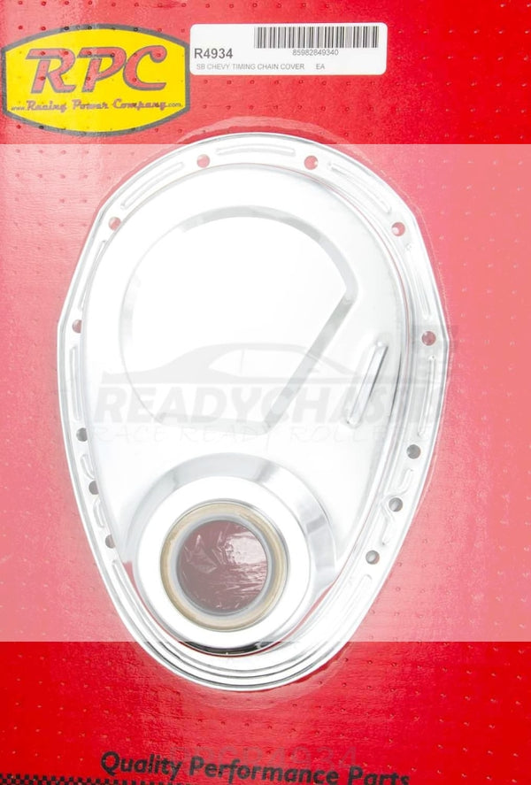 Racing Power SBC Steel Timing Chain Cover Chrome