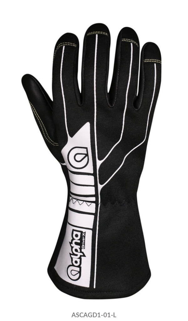 Alpha Gloves Glove Driver X Black Large SFI 3.3/1 