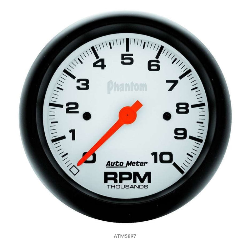 Autometer 3-3/8In Phantom In-Dash Tach 10000 Rpm 5897 Analog Gauges