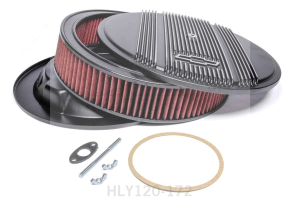 Holley 14 x 3 Air Cleaner Finned Bowtie Black