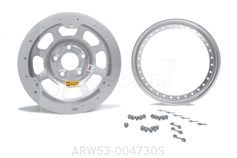 Aero Race Wheels 15X10 3in 4.75 Silver Beadlock 