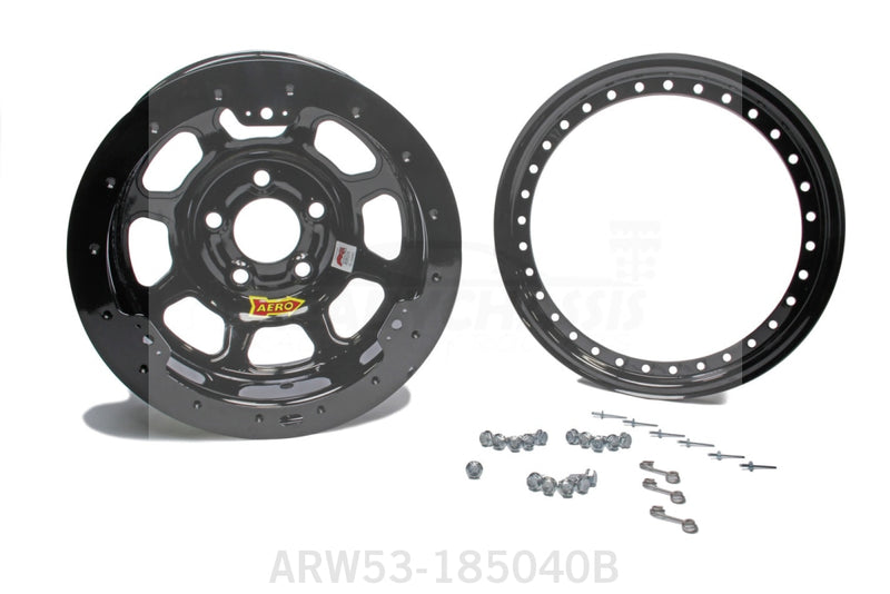 Aero Race Wheels 15x8 4in 5.00 Black w/ Black Ring 