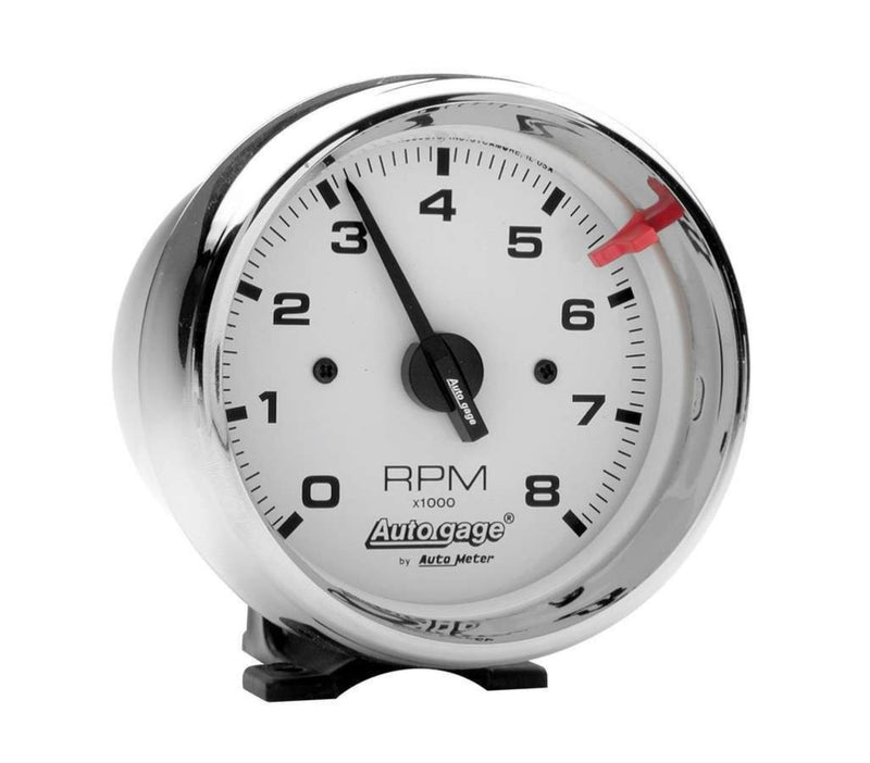 Autometer 3-3/4In White Face Tach- Chrome Cup Analog Gauges