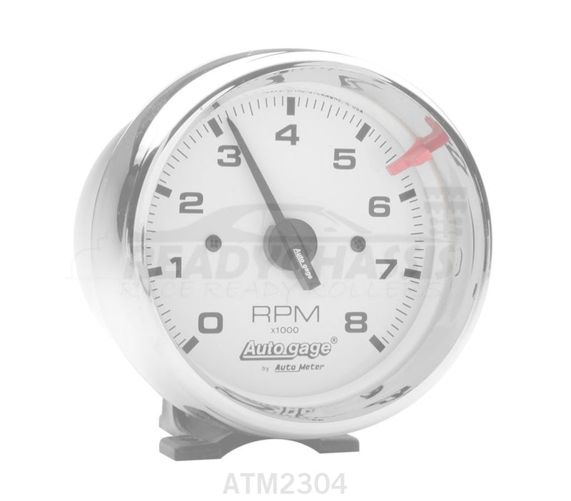 3-3/4In White Face Tach- Chrome Cup Analog Gauges