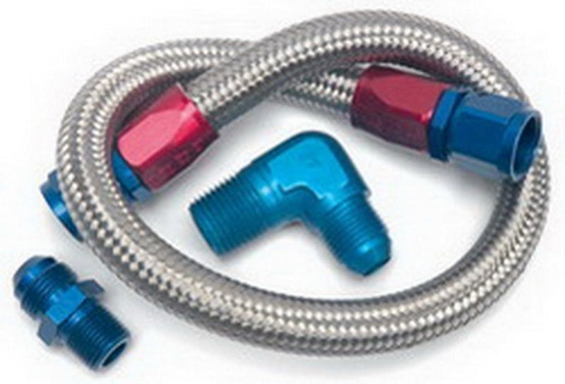 Edelbrock 22In Braided Fuel Line Kit Supply Lines