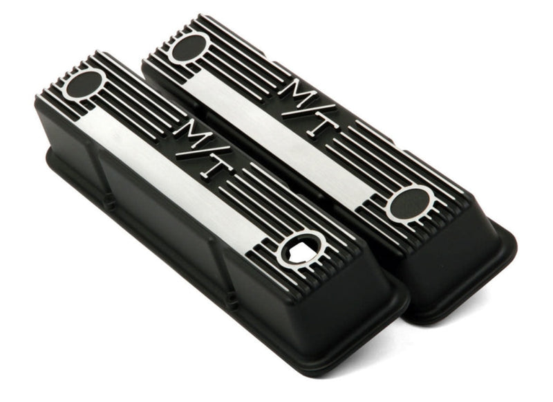 Holley Sbc M/T Valve Cover Set - Black Krinkle Covers