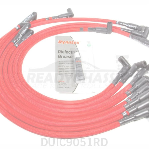 Spark Plug Wire Set, Livewires, Spiral Core, 10 mm, Red, 90 Degree Plug  Boots, HEI Style Terminal, GM V8, Kit